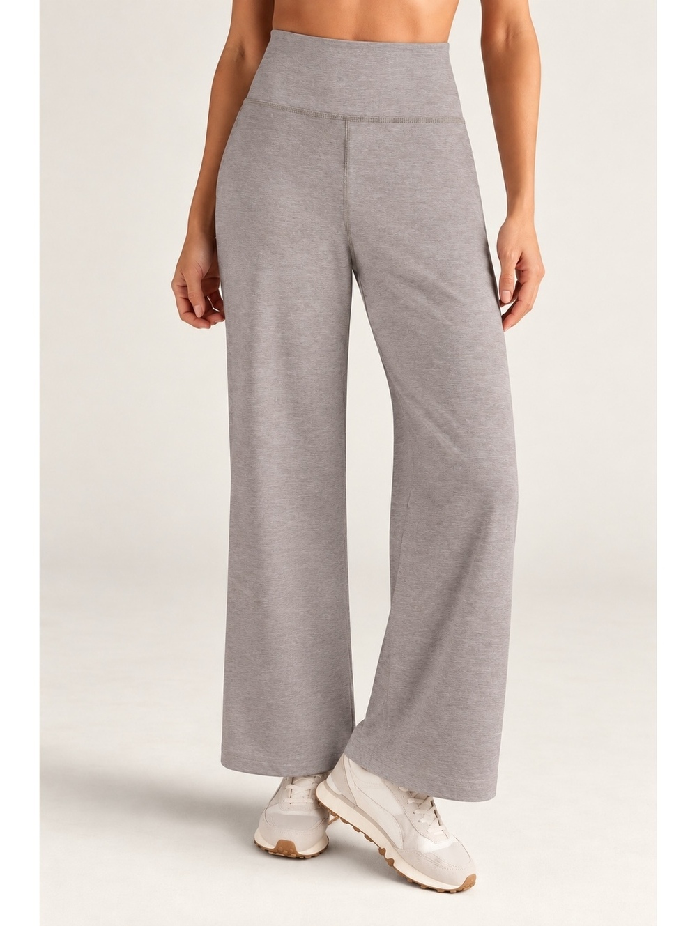 Beyond Yoga High Waisted Wide Leg Cropped Pants Oatmeal Beige Size M